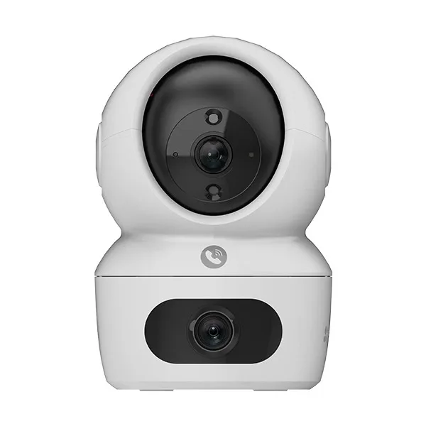 EZVIZ H7C 4MP+4MP dual-lens pan-and-tilt Wi-Fi camera in white, front view on a white background, the motorised upper lens above the fixed lower lens